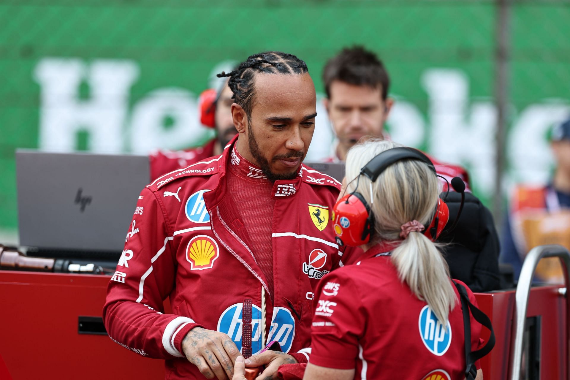 Lewis Hamilton and Angela Cullen at the Grand Prix Of China - Sprint & Qualifying - Source: Getty